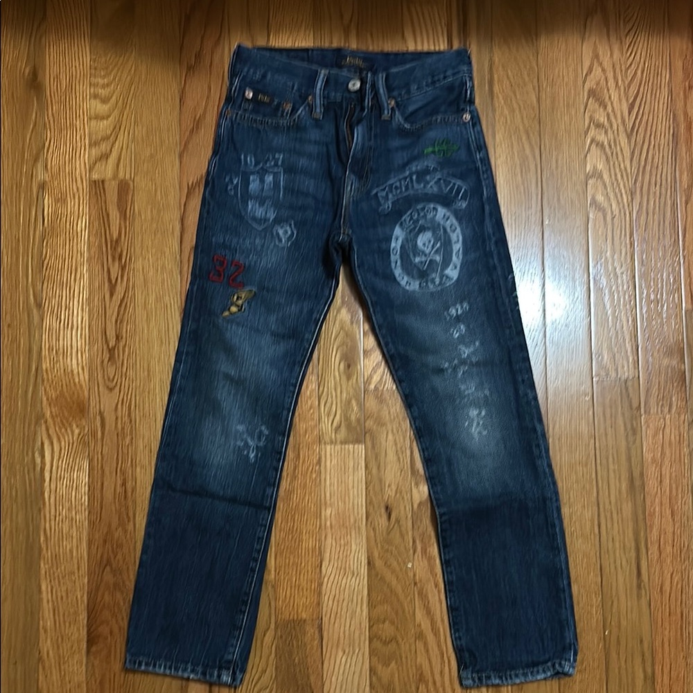 Polo Ralph Lauren Blue Denim Jeans with Graphic Patches boys